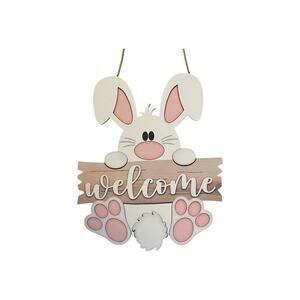 Easter Bunny Welcome Sign | Spring Door Hanger | Wreath Attachment | Home Decor
